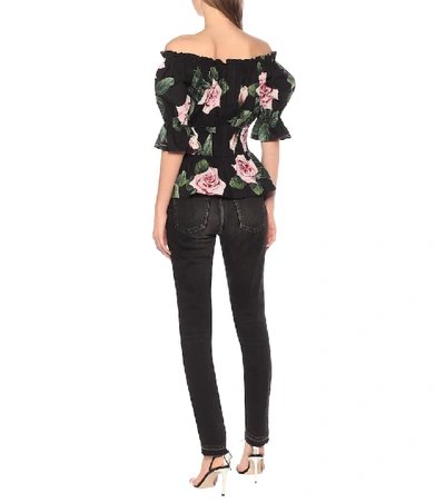 Shop Dolce & Gabbana Floral Cotton Top In Multicoloured
