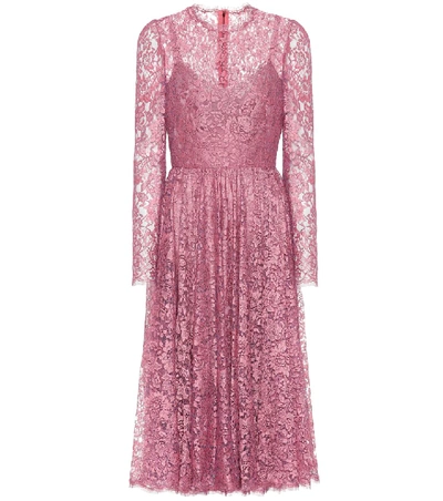 Shop Dolce & Gabbana Lace Dress In Pink