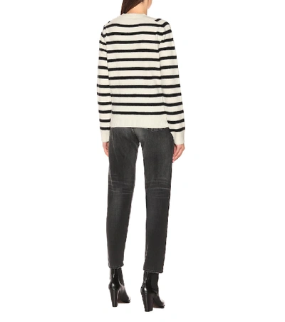 Shop Saint Laurent Striped Wool Sweater In White