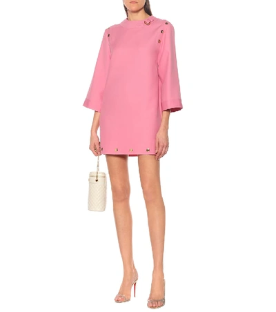Shop Gucci Silk And Wool Cady Minidress In Pink