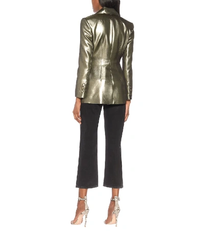 Shop Alexa Chung Single-breasted Blazer In Gold