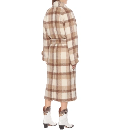 Shop Ami Alexandre Mattiussi Checked Wool-blend Coat In Beige