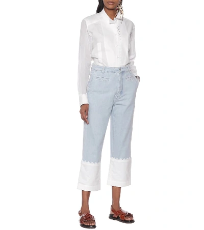 Shop Loewe Paneled High-rise Straight Jeans In Blue