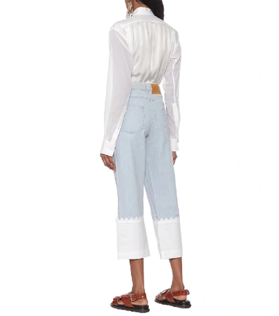 Shop Loewe Paneled High-rise Straight Jeans In Blue