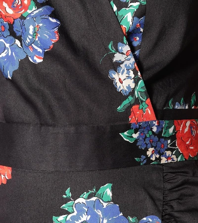Shop Tory Burch Floral Cotton Wrap Dress In Black