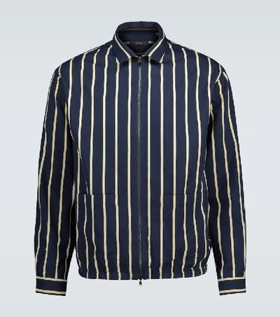 Shop Thegigi Akiko Striped Bomber Jacket In Blue