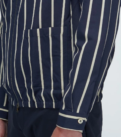 Shop Thegigi Akiko Striped Bomber Jacket In Blue