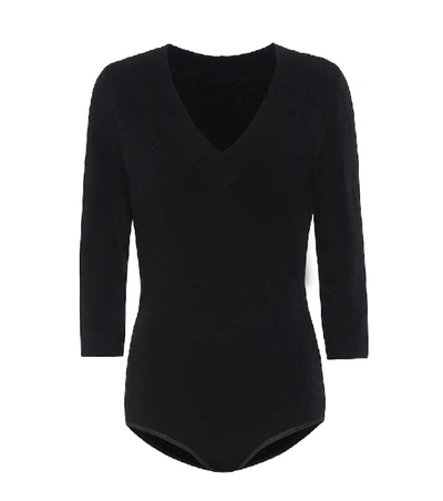 Shop Alaïa Stretch-knit Bodysuit In Black