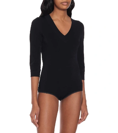 Shop Alaïa Stretch-knit Bodysuit In Black