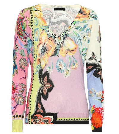 Shop Etro Intarsia Silk And Cashmere Sweater In Multicoloured