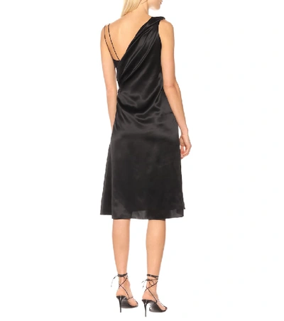 Shop Versace Asymmetrical Silk-satin Dress In Black