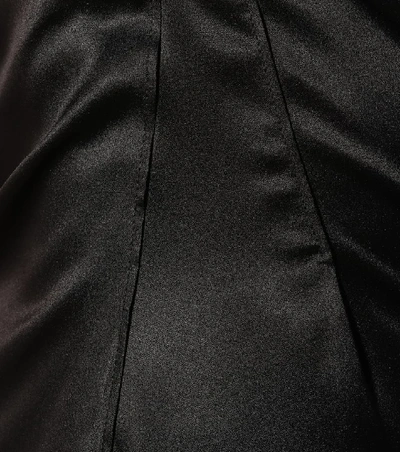 Shop Versace Asymmetrical Silk-satin Dress In Black