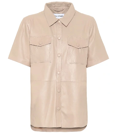 Shop Stand Studio Danna Leather Shirt In Beige