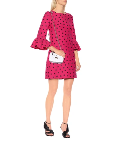 Shop Valentino Printed Silk And Wool Dress In Pink