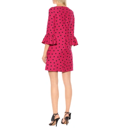 Shop Valentino Printed Silk And Wool Dress In Pink