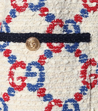 Shop Gucci Cotton-blend Tweed Minidress In Beige