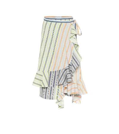 Shop Jw Anderson Striped Cotton Midi Skirt In Multicoloured