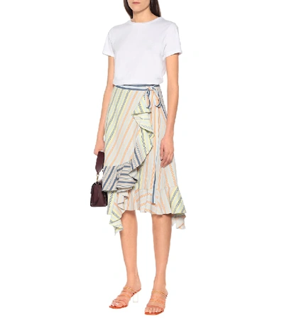 Shop Jw Anderson Striped Cotton Midi Skirt In Multicoloured