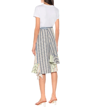 Shop Jw Anderson Striped Cotton Midi Skirt In Multicoloured