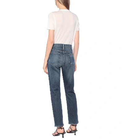 Shop Frame Le Sylvie Slender Straight Jeans In Blue