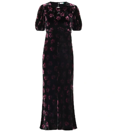 Shop Rixo London Daisy Velvet Maxi Dress In Black