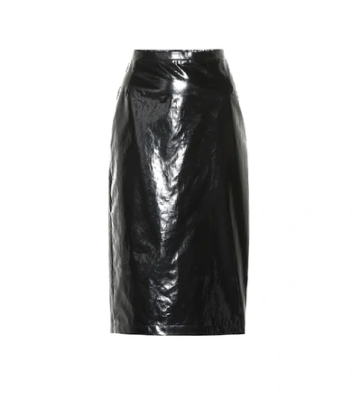 Shop N°21 Lacquered Cotton Pencil Skirt In Black