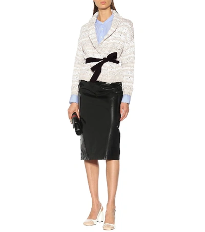 Shop N°21 Lacquered Cotton Pencil Skirt In Black