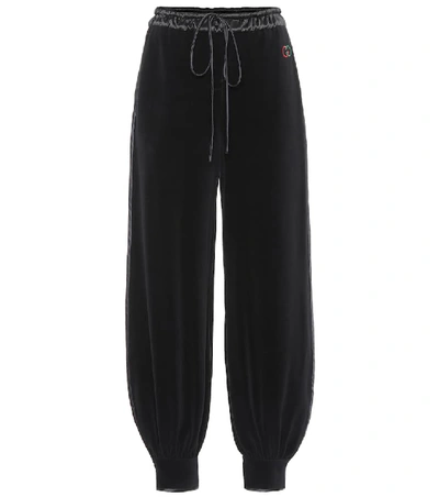 Shop Gucci Embroidered Chenille Trackpants In Black