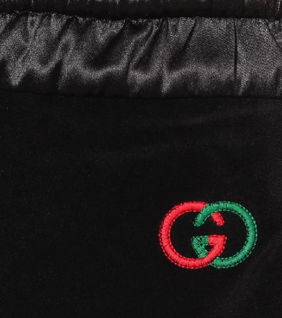 Shop Gucci Embroidered Chenille Trackpants In Black