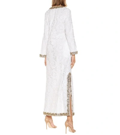 Shop Tory Burch Embellished Broderie-anglaise Maxi Dress In White