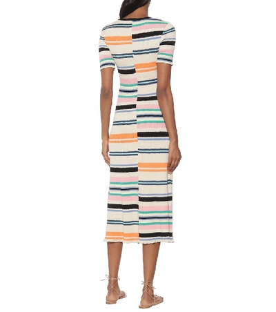 Shop Kenzo Striped Cotton-blend Sweater Dress In Multicoloured