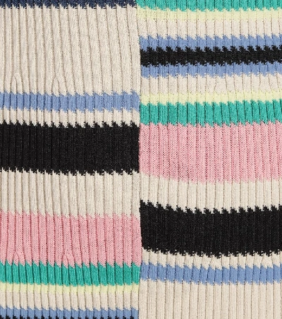 Shop Kenzo Striped Cotton-blend Sweater Dress In Multicoloured
