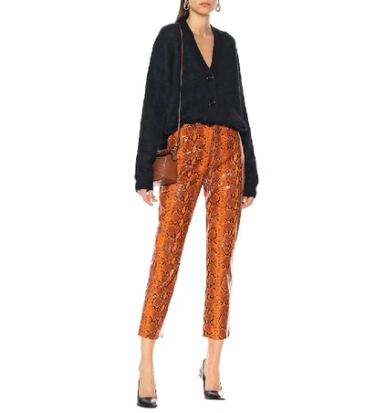 Shop Grlfrnd Shiloh Snake-effect Leather Pants In Orange