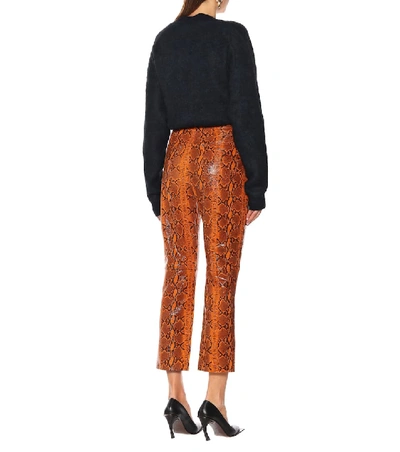 Shop Grlfrnd Shiloh Snake-effect Leather Pants In Orange