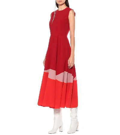 Shop Roksanda Alesi Crêpe Midi Dress In Red