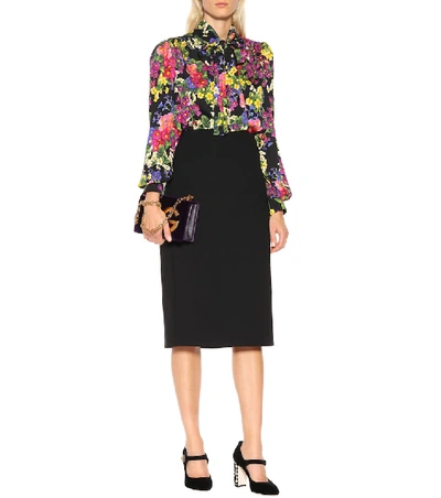 Shop Dolce & Gabbana Floral Silk-blend Blouse In Multicoloured