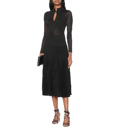 Shop Victoria Beckham Pleated Midi Dress In Black