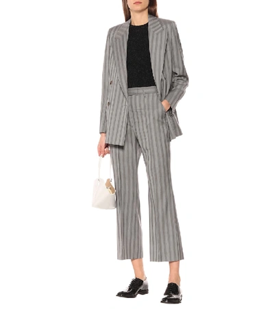 Shop Acne Studios Striped Wool High-rise Pants In Grey