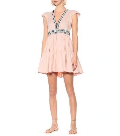 Shop Lemlem Koki Linen-blend Minidress In Pink
