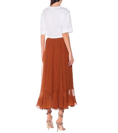 Shop Chloé Tiered Silk-chiffon Midi Skirt In Red