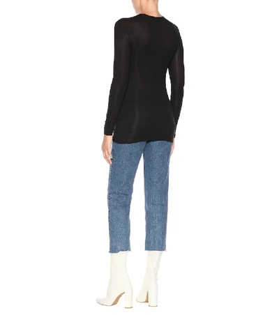 Shop Atm Anthony Thomas Melillo Long-sleeved Ribbed Top In Black