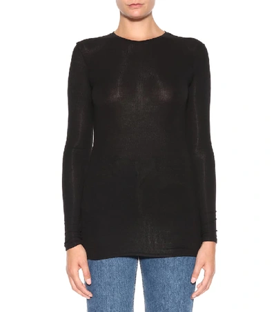 Shop Atm Anthony Thomas Melillo Long-sleeved Ribbed Top In Black