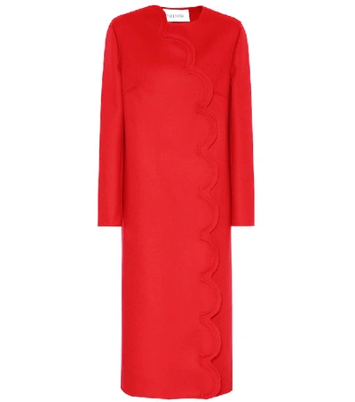 Shop Valentino Cashmere And Wool Coat In Red