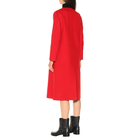 Shop Valentino Cashmere And Wool Coat In Red