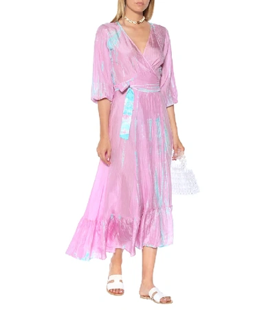 Shop Anna Kosturova Tie-dye Silk Midi Dress In Multicoloured