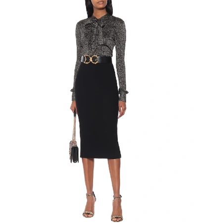 Shop Dolce & Gabbana Ribbed-knit Metallic Top In Black