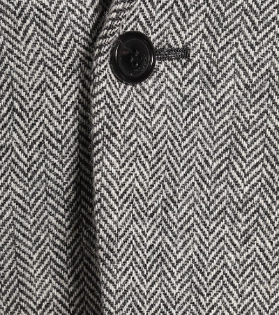 Shop Saint Laurent Chevron Stretch-wool Blazer In Grey