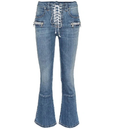 Shop Ben Taverniti Unravel Project Lace-up Flared Jeans In Blue