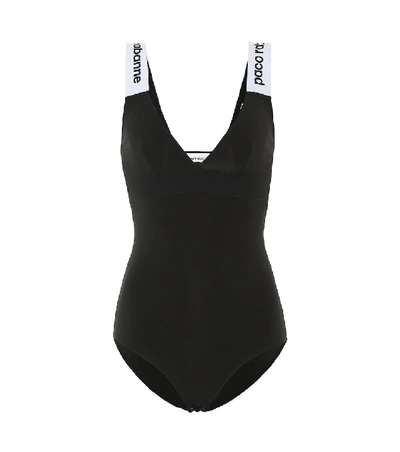 Shop Rabanne Logo Swimsuit In Black