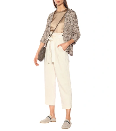 Shop Brunello Cucinelli High-waisted Cotton And Linen Pants In Beige